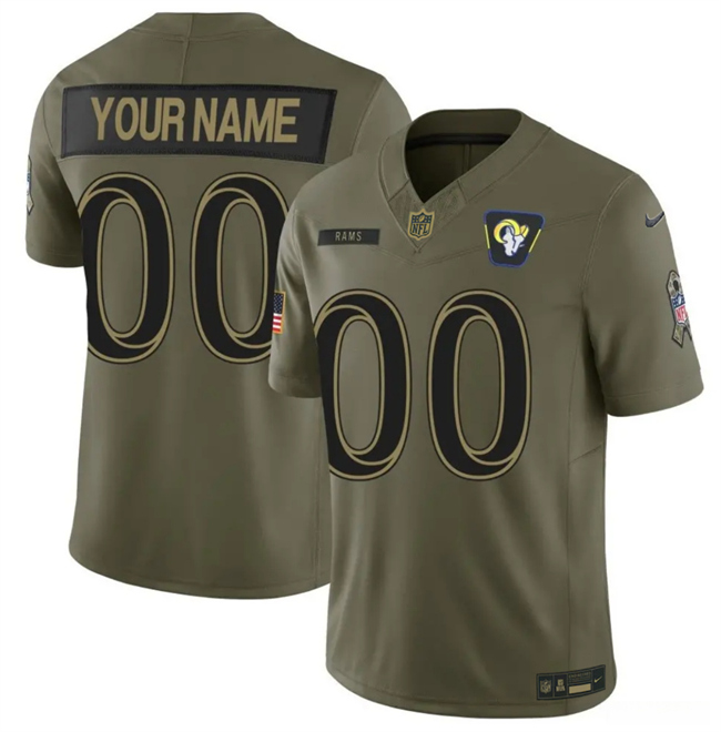 Men's Los Angeles Rams Active Player Custom Olive 2025 F.U.S.E. Salute to Service Limited Stitched Football Jersey
