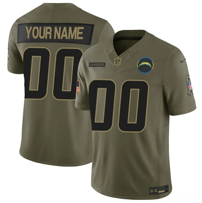 Men's Los Angeles Chargers Active Player Custom Olive 2025 F.U.S.E. Salute to Service Limited Stitched Football Jersey