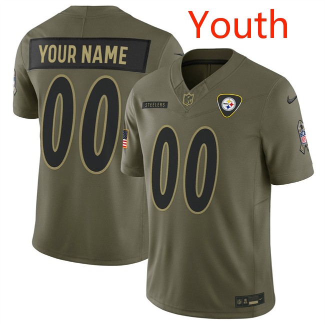 Youth Pittsburgh Steelers Active Player Custom Olive 2025 F.U.S.E. Salute to Service Limited Stitched Football Jersey