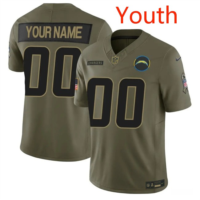 Youth Los Angeles Chargers Active Player Custom Olive 2025 F.U.S.E. Salute to Service Limited Stitched Football Jersey