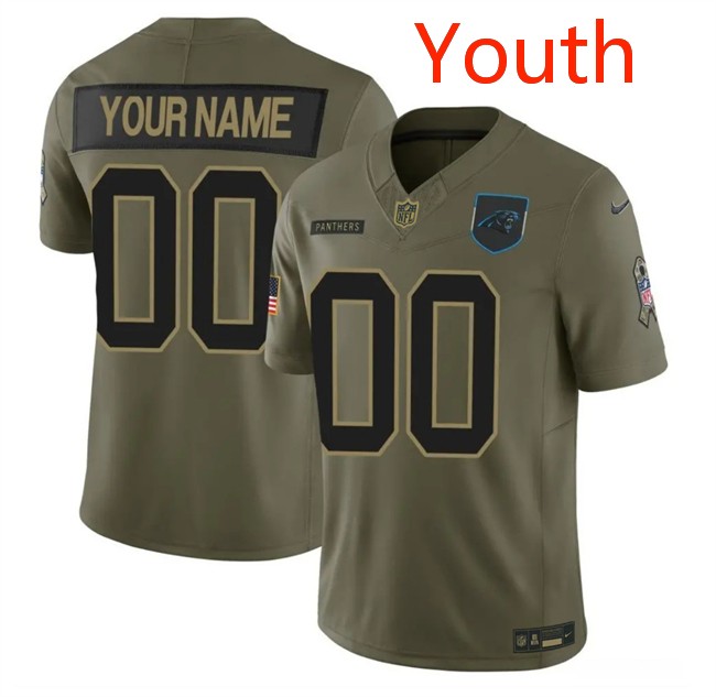 Youth Carolina Panthers Active Player Custom Olive 2025 F.U.S.E. Salute to Service Limited Stitched Football Jersey
