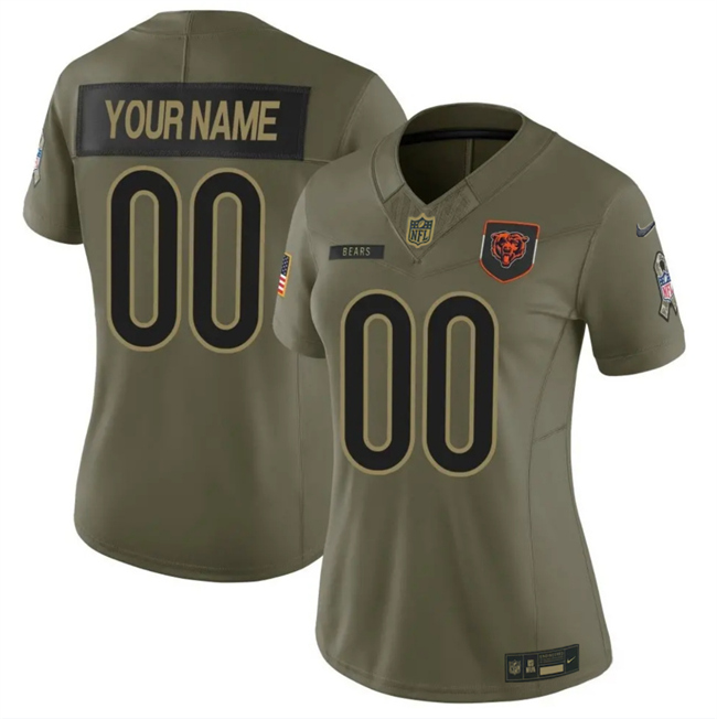 Women's Chicago Bears Active Player Custom Olive 2025 F.U.S.E. Salute to Service Limited Stitched Football Jersey(Run Small)