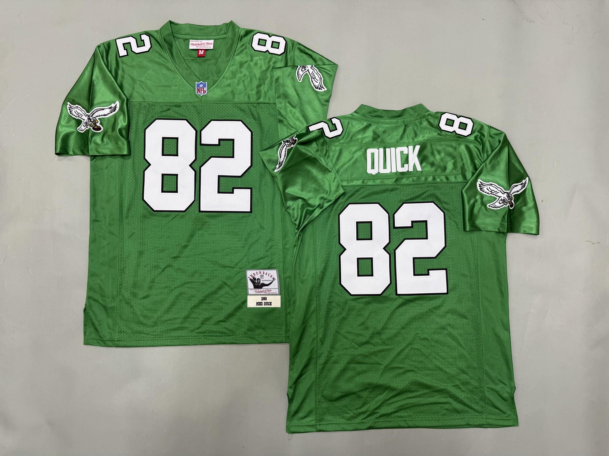 Men's Philadelphia Eagles #82 Mike Quick Kelly Green 1988 Throwback Stitched Jerseys