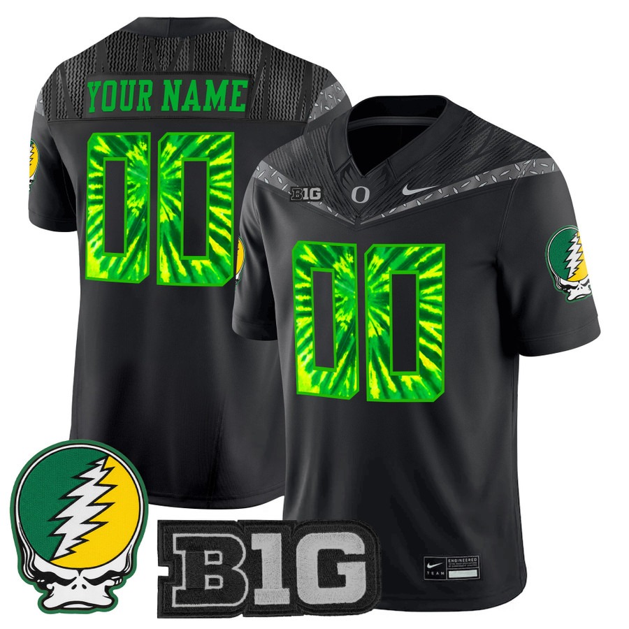 Men's Oregon Ducks Custom Black 2025 'Grateful Ducks' Nike Vapor F.U.S.E. Limited Stitched Football Jersey