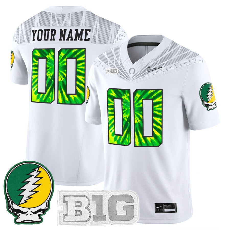 Men's Oregon Ducks Custom White 2025 'Grateful Ducks' Nike Vapor F.U.S.E. Limited Stitched Football Jersey