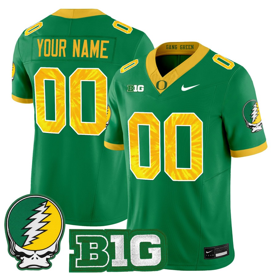 Men's Oregon Ducks Custom Green 2025 'Grateful Ducks' Nike Vapor F.U.S.E. Limited Stitched Football Jersey