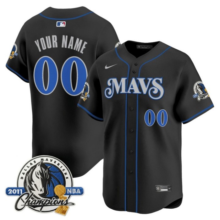 Men's Dallas Mavericks Custom Black Nike With 2011 Champions Patch Stitched Baseball Limited Jersey