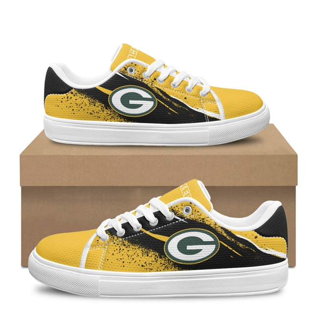 Women's Green Bay Packers Low Top Casual Sneakers Shoes 001