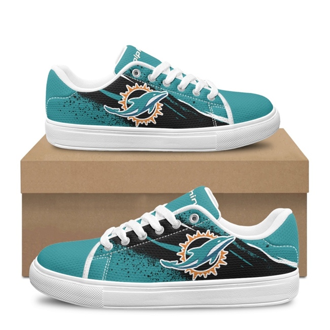 Men's Miami Dolphins Low Top Casual Sneakers Shoes 001