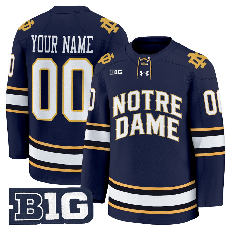 Men's Notre Dame Fighting Irish Hockey Custom Navy 2025-26 Premium Stitched Jersey