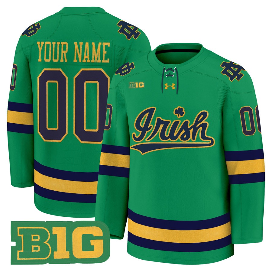 Men's Notre Dame Fighting Irish Hockey Custom Green 2025-26 Premium Stitched Jersey