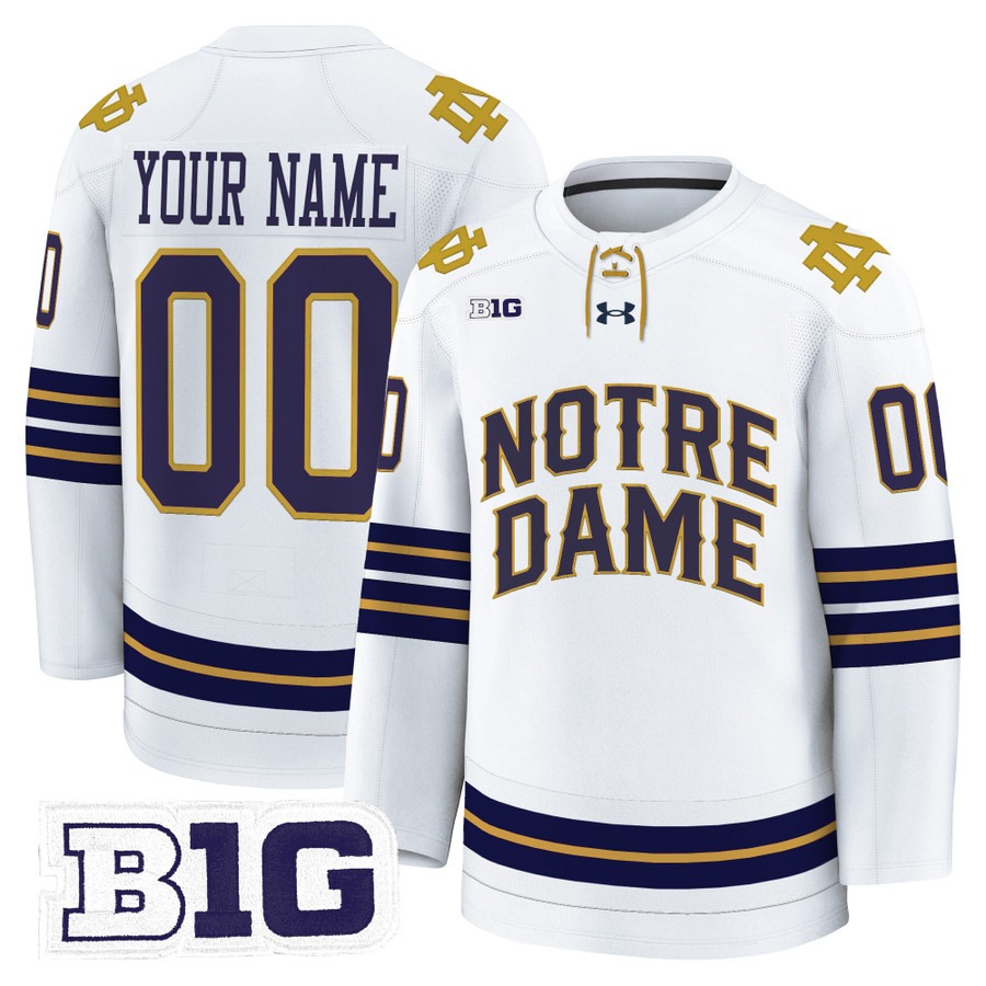 Men's Notre Dame Fighting Irish Hockey Custom White 2025-26 Premium Stitched Jersey