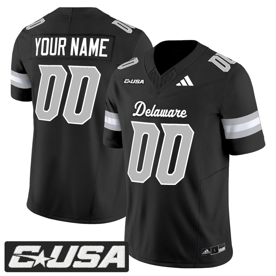 Men's Delaware Blue Hens Football Custom Black 2025 Vapor F.U.S.E. Limited Stitched Jersey