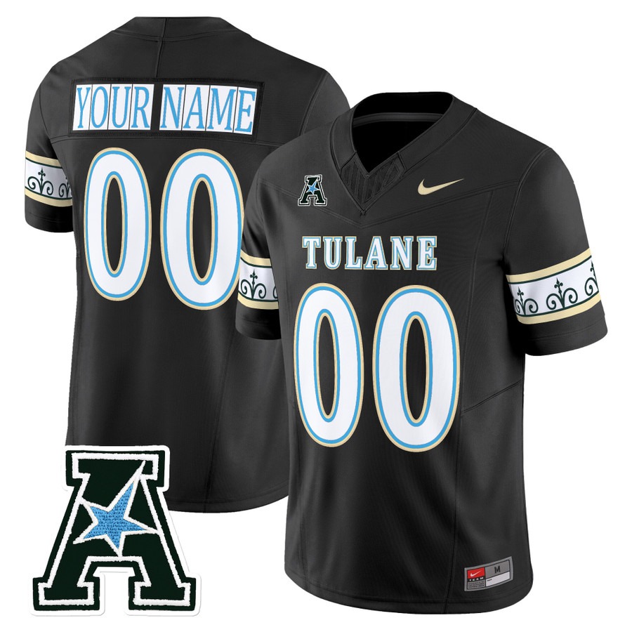 Men's Tulane Green Wave Football Custom Black F.U.S.E. 2025 'City Edition' Vapor Limited Stitched Jersey