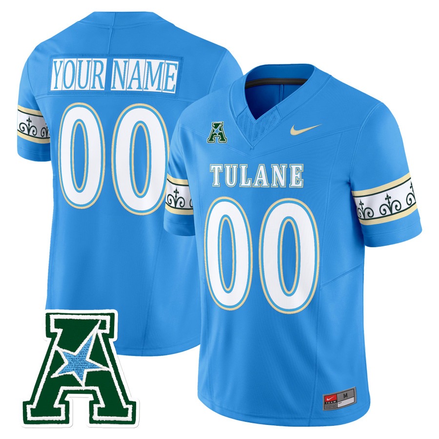 Men's Tulane Green Wave Football Custom Blue F.U.S.E. 2025 'City Edition' Vapor Limited Stitched Jersey