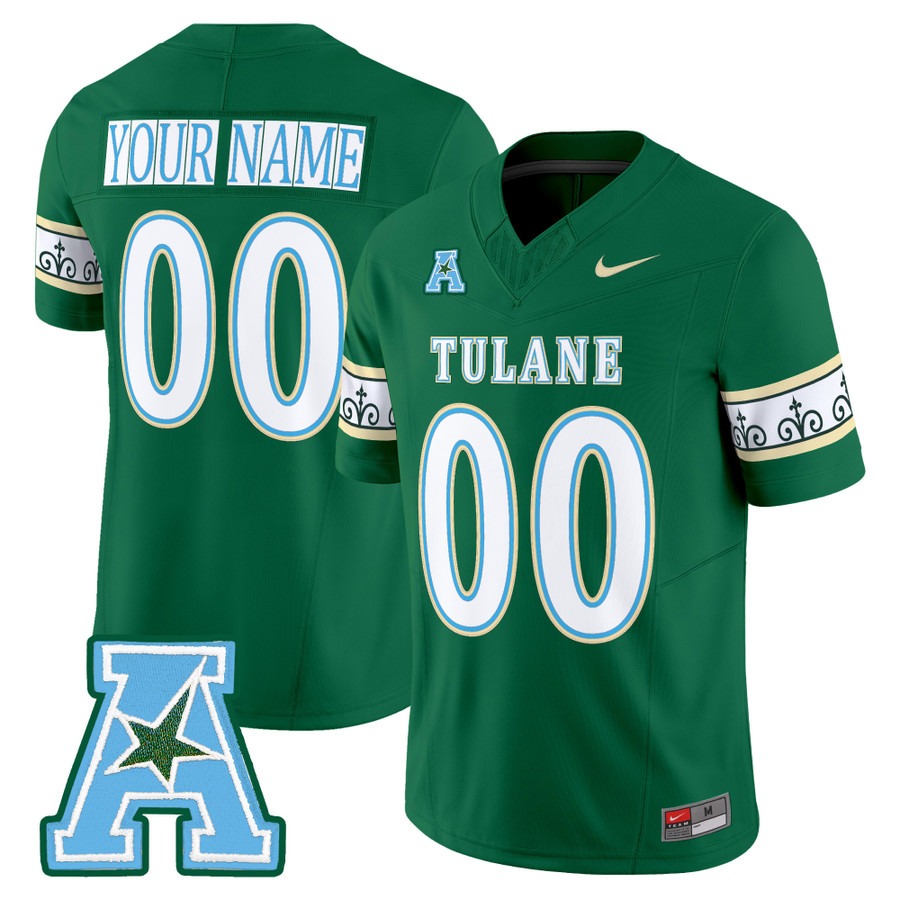 Men's Tulane Green Wave Football Custom Green F.U.S.E. 2025 'City Edition' Vapor Limited Stitched Jersey