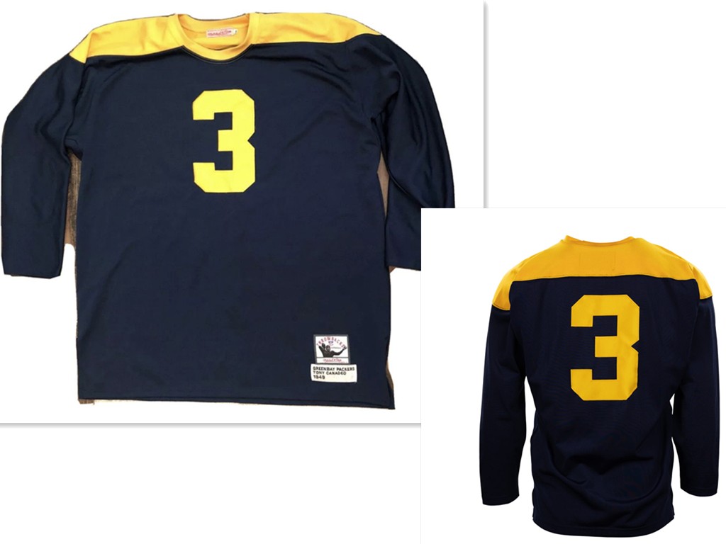 Men's Green Bay Packers #3 Tony Canadeo 1949 Long Sleeve Throwback Jersey