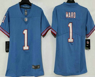 Women's Tennessee Titans #1 Cameron Ward Limited Blue Throwback Vapor Jersey Women's Tennessee Titans #1 Cameron Ward Limited Blue Throwback Vapor Jersey