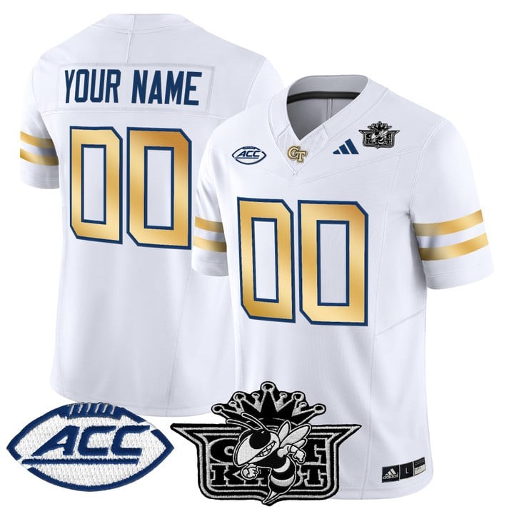 Men's Georgia Tech Yellow Jackets Football Custom White Outkast Patch 2025 Vapor F.U.S.E. Limited Stitched Jersey