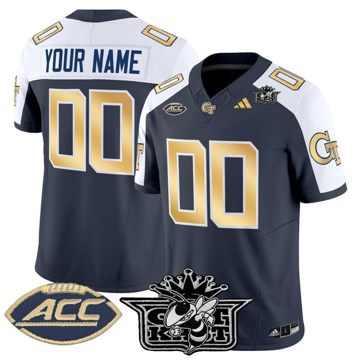Men's Georgia Tech Yellow Jackets Football Custom Dark Grey White Outkast Patch 2025 Vapor F.U.S.E. Limited Stitched Jersey