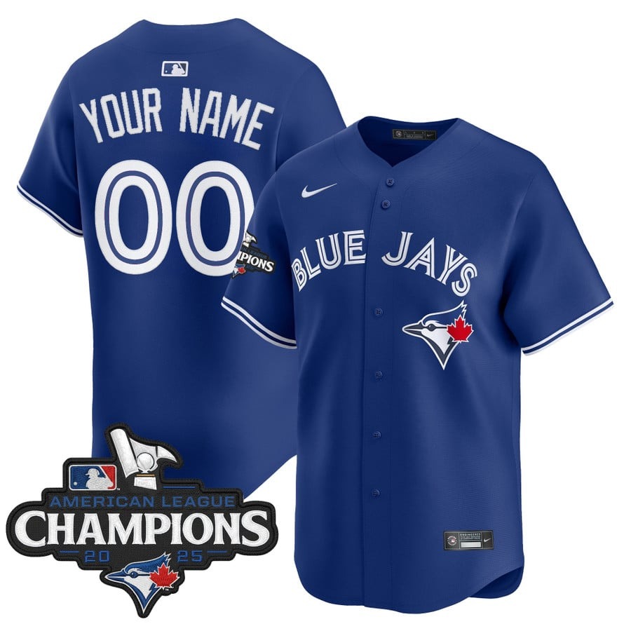 Men's Toronto Blue Jays Custom Royal 2025 American League Champions  Limited Stitched Jersey