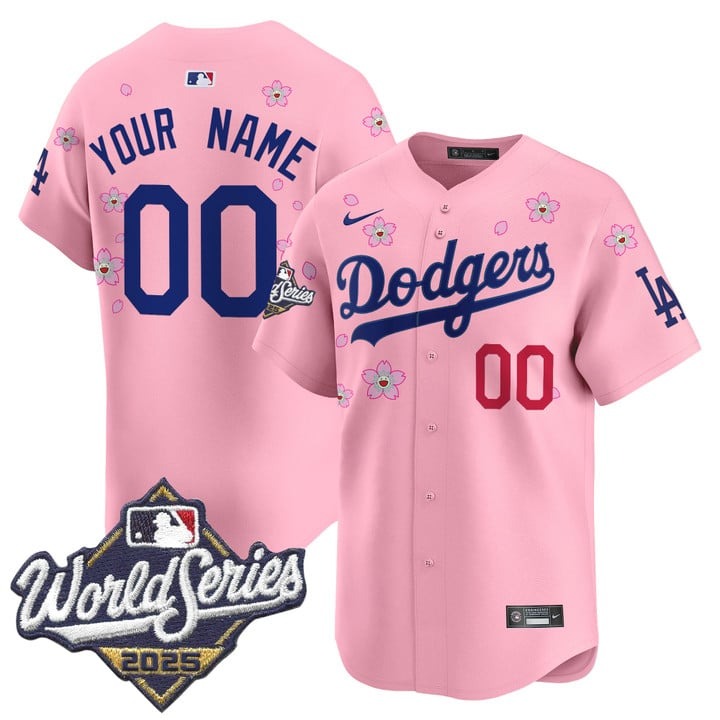 Men's Dodgers Custom Cherry Blossom 2025 World Series x Tokyo Series Nike Limited Stitched Jerse