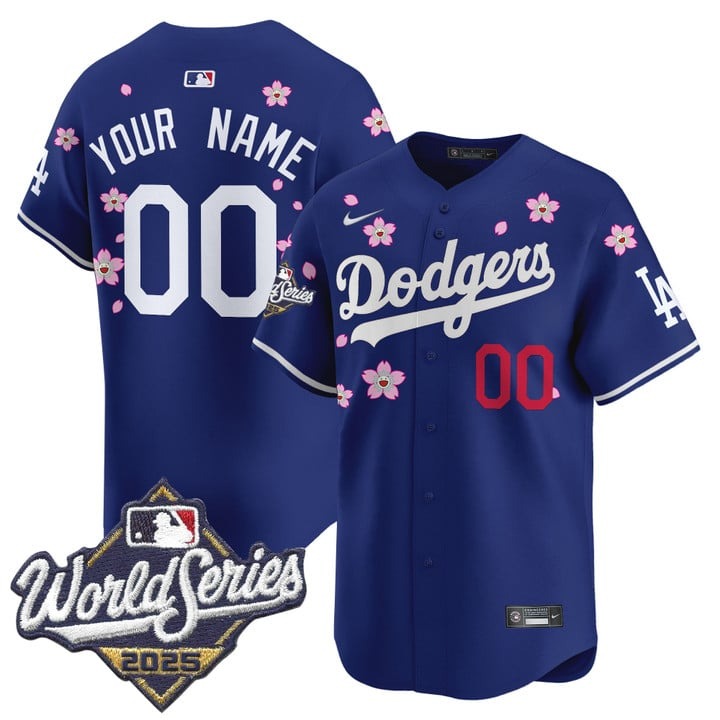 Men's Dodgers Custom Royal 2025 World Series x Tokyo Series Nike Limited Stitched Jerse