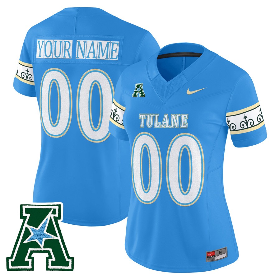 Women's Tulane Green Wave Custom 2025 'City Edition' F.U.S.E. Vapor Limited Stitched Jersey - Blue