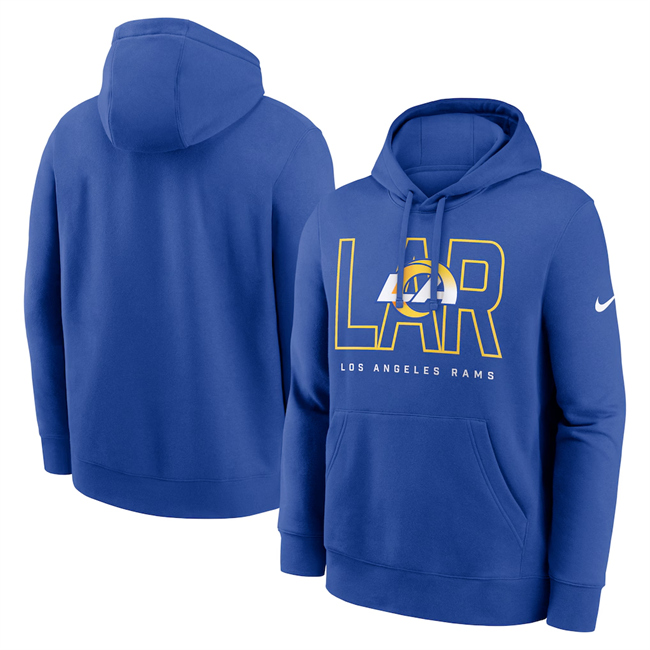 Men's Los Angeles Rams Royal Busted Play Club Fleece Pullover Hoodie