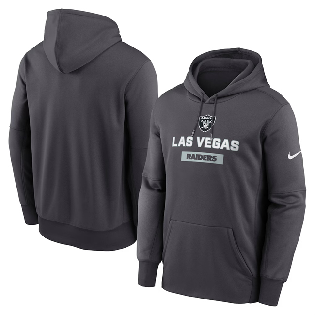 Men's Las Vegas Raiders Anthracite Toss Sweep Performance Pullover Hoodie