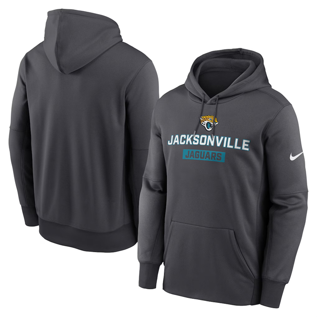Men's Jacksonville Jaguars Anthracite Toss Sweep Performance Pullover Hoodie