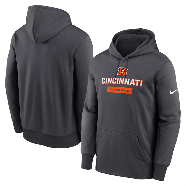 Men's Cincinnati Bengals Anthracite Toss Sweep Performance Pullover Hoodie