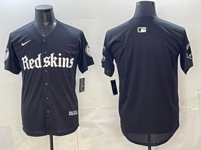 Men's Washington Redskins Blank Black 'Gothic Capitol Shadows Edition' Stitched Baseball Jersey