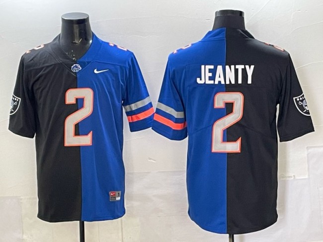 Men's Las Vegas Raiders #2 Ashton Jeanty Split Boise State Broncos Football Limited Stitched Jersey