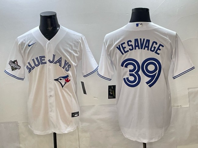 Men's Toronto Blue Jays #39 Trey Yesavage White 2025 World Series Limited Stitched Baseball Jersey