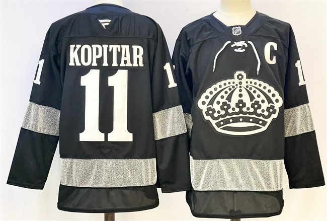 Men's Los Angeles Kings #11 Anze Kopitar Black With C Patch Alternate Stitched Hockey Jersey