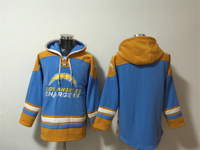 Men's Los Angeles Chargers Blank Blue Ageless Must-Have Lace-Up Pullover Hoodie