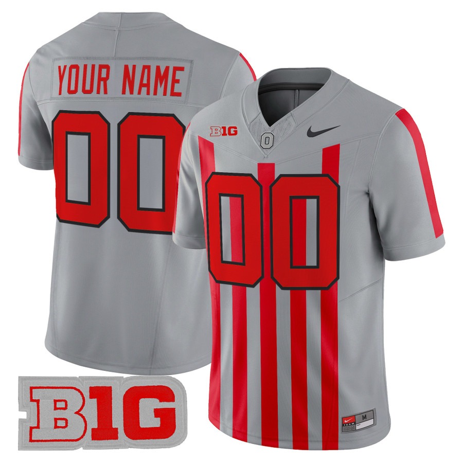 Men's Ohio State Buckeyes Custom Gray Throwback F.U.S.E. Vapor Limited Stitched Football Jersey