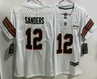 Women's Cleveland Browns #12 Shedeur Sanders Limited White Alternate Vapor Jersey Women's Cleveland Browns #12 Shedeur Sanders Limited White Alternate Vapor Jersey