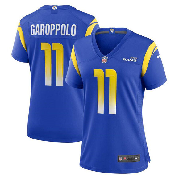 Women's Los Angeles Rams #11 Jimmy Garoppolo Royal Stitched Game Jersey Women's Los Angeles Rams #11 Jimmy Garoppolo Royal Stitched Game Jersey