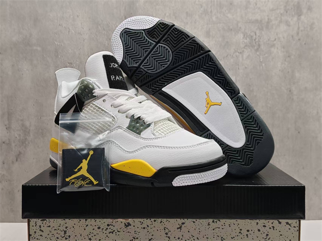 Men's Hot Sale Running weapon Air Jordan 4 White/Yellow Sneaker Shoes 0261