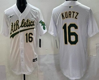 Men's Oakland Athletics #16 Nick Kurtz White Nike Limited Stitched Baseball Jersey