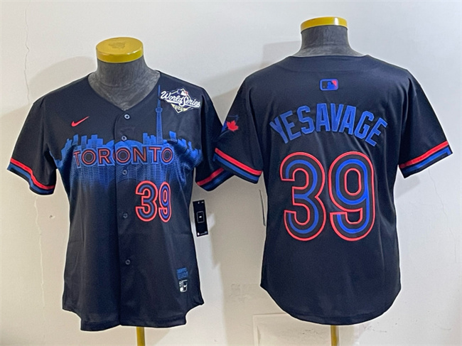 Women's Toronto Blue Jays #39 Trey Yesavage Navy 2025 World Series City Connect Limited Stitched Baseball Jersey(Run Small)