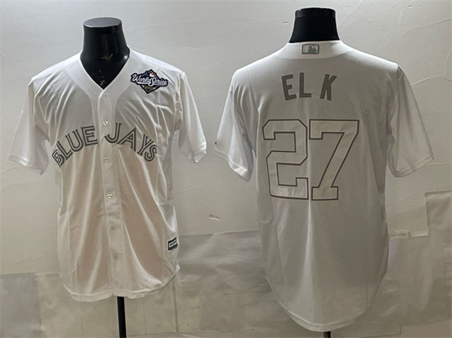 Men's Toronto Blue Jays #27 Vladimir Guerrero Jr. El K 2025 World Series Majestic White 2019 Players' Weekend Replica Stitched Jersey