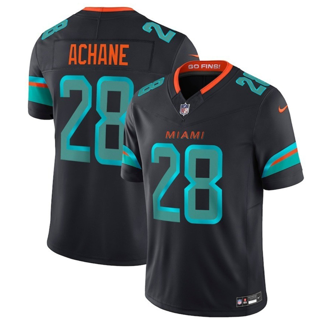 Youth Miami Dolphins #28 De'Von Achane Black 2025 F.U.S.E. “Rivalries” Vapor Limited Stitched Football Jersey