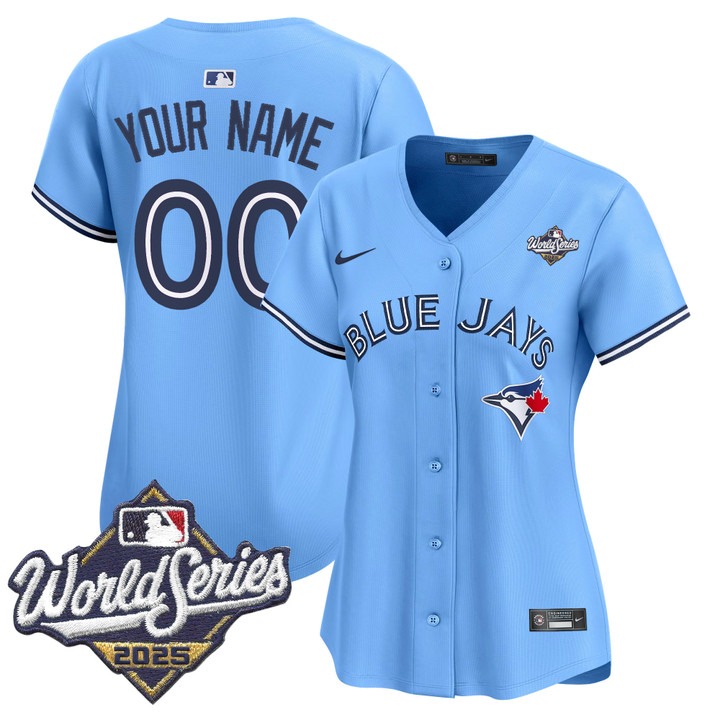 Women's Toronto Blue Jays Custom 2025 World Series Limited V2 Stitched Jersey  - Powder Blue