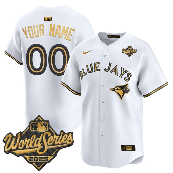 Men's Toronto Blue Jays Custom 2025 World Series Limited V2 Stitched Jersey  - White Gold
