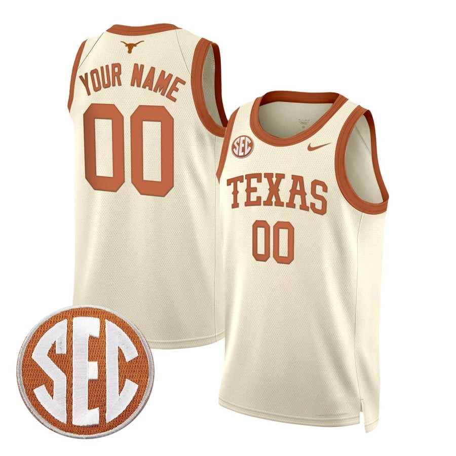 Men's Texas Longhorns Custom Cream Nike Stitched Basketball Jersey
