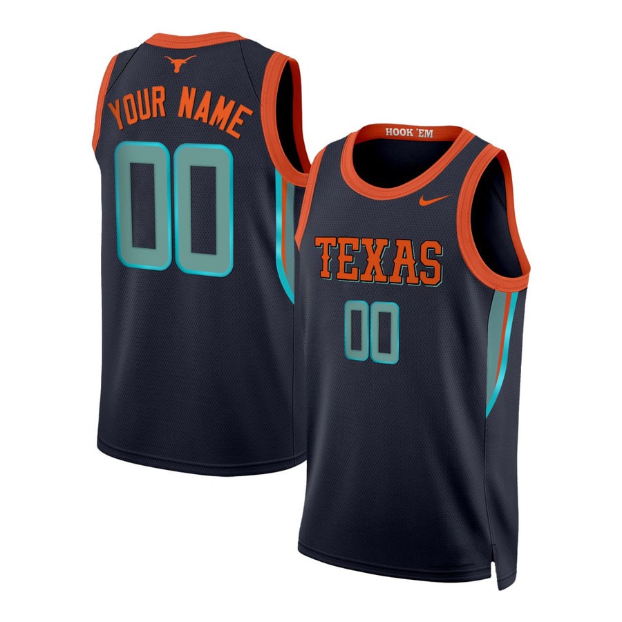 Men's Texas Longhorns Custom Navy Nike Stitched Basketball Jersey