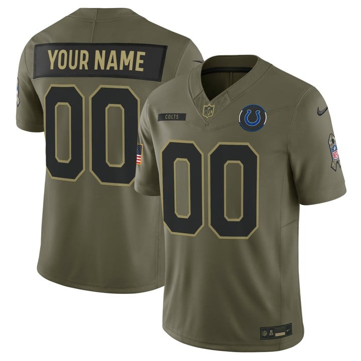 Men's Indianapolis Colts Custom Olive F.U.S.E. 2025 Salute to Service Vapor Limited Stitched Jersey